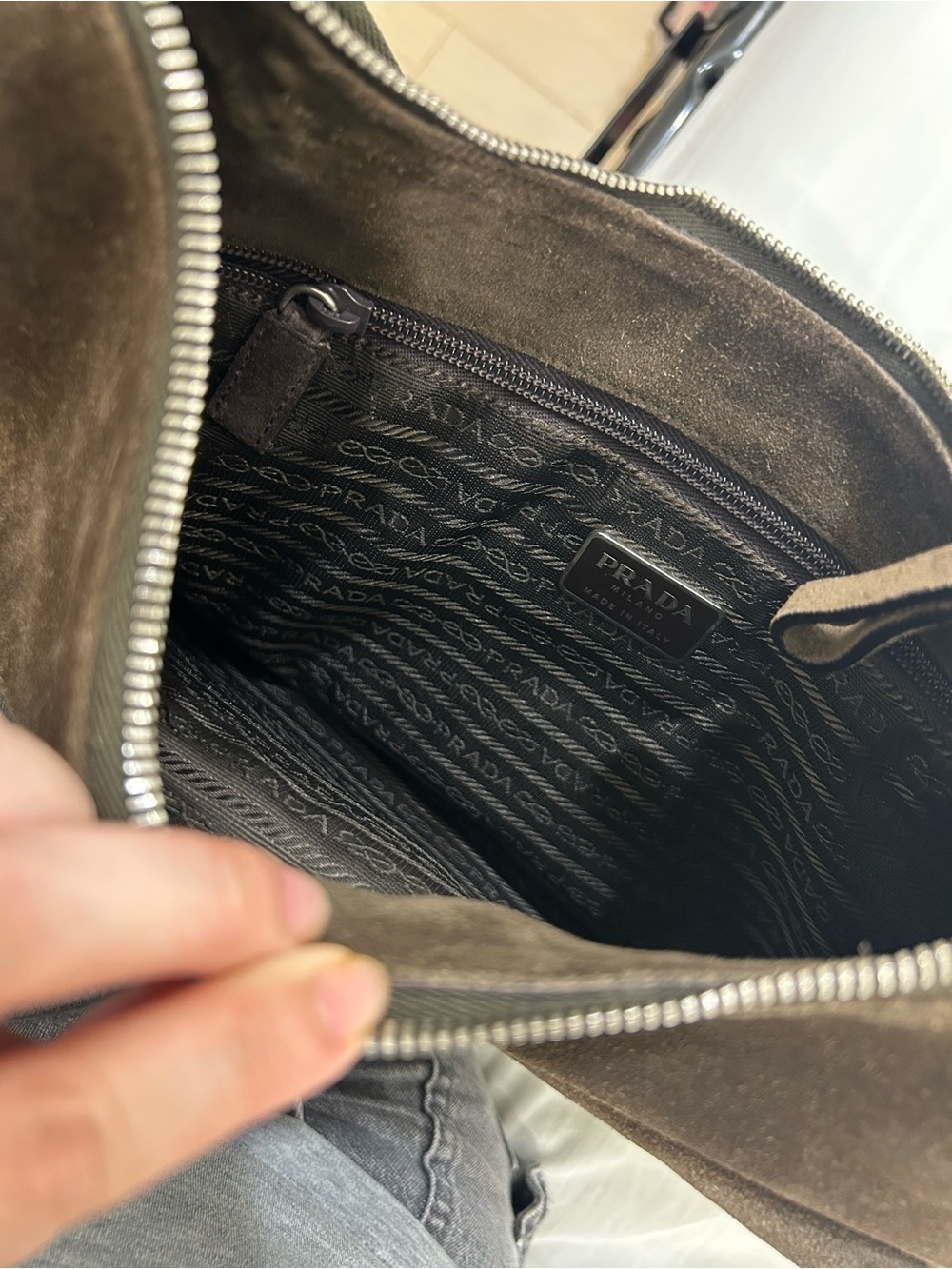 Vintage and Authentic Prada Brown Suede Shoulder Bag - Picture 5 of 12